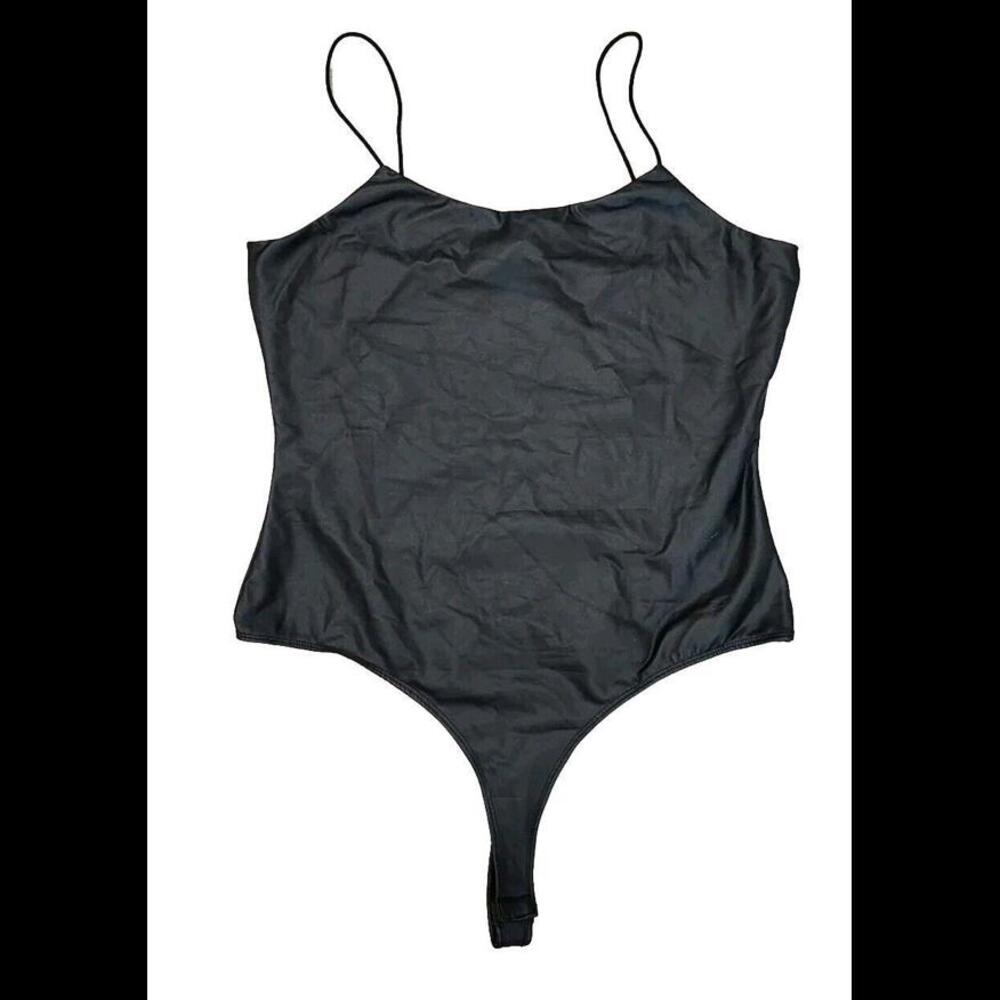 Fashion Nova Body Suit Extra Large Black Faux Leather Tank Top